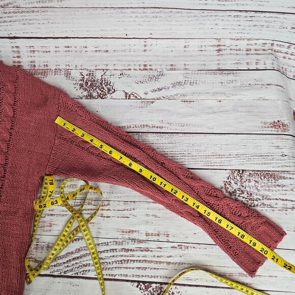 Love Tree Pink Chunky Cable Knit Sweater Sz M Fisherman Style Cozy Warm Gorpcore - Picture 9 of 9